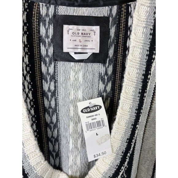 Old Navy Women's Aztec Print Scoop Neck Sweater Gray Large NWT $34 Sparkly - Picture 2 of 7